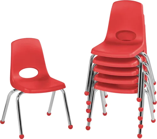 Miniatura 59 de FDP 16" Silla apilable escolar, silla de estudiante apilable con patas de acero cromado y ruedas; para aprendizaje en casa o en el aula - Gris claro