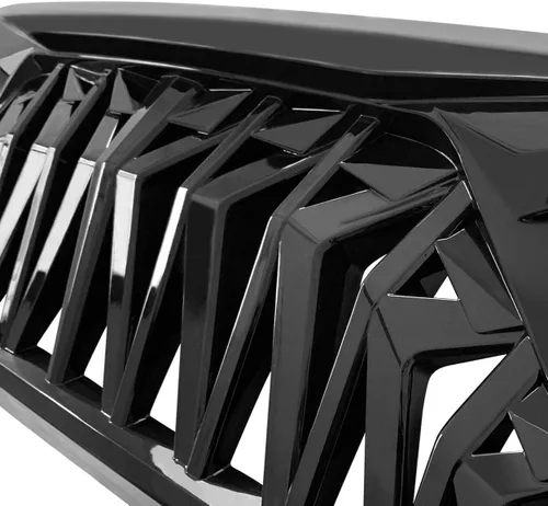 Miniatura 4 de JK Parrilla frontal de tiburón negro brillante compatible con Jeep Wrangler Rubicon Sahara Sport 2007-2018, ABS