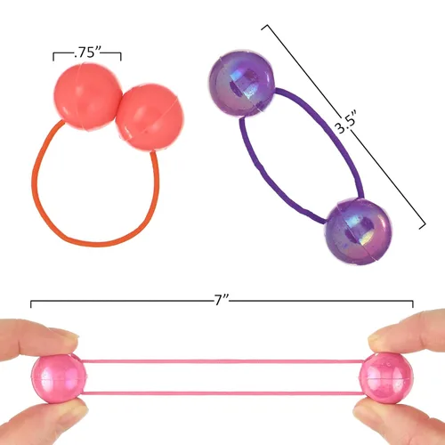 Miniatura 3 de 16 piezas Coletas Bolas de 24MM (0.94 in) Elásticos para Cabello Colección Bolas de Coleta de Colores Brillantes Para Niñas y Niños Pequeños Liso
