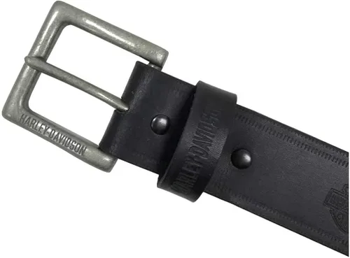 Miniatura 2 de Harley-Davidson Low Ride B&S Cinturón de piel auténtica para hombre, hebilla de níquel antiguo