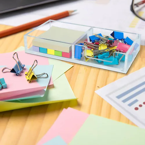 Miniatura 6 de Soporte para Notas Adhesivas 2 en 1, Soportes Acrílicos Transparentes para Blocs de Notas para Organización de Escritorio, Escuela, Oficina, Hogar