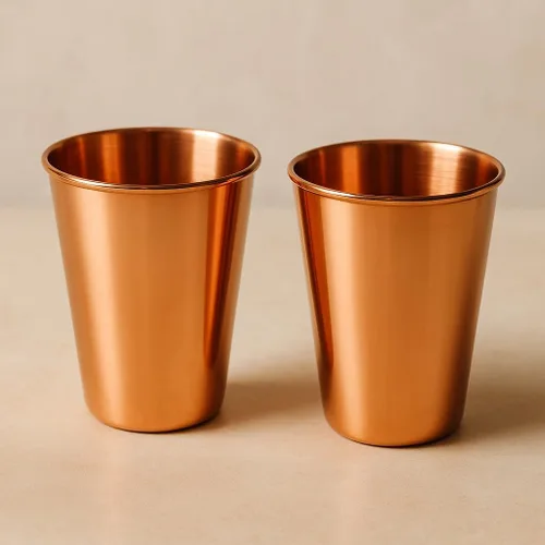 Miniatura 12 de Juego de 2 Vasos de Cobre 350 ml / 11.8 Oz 100% Vasos de Cobre Puro Lisos Beneficios para la Salud Ayurveda Tazas de Medicina Vasos de Agua