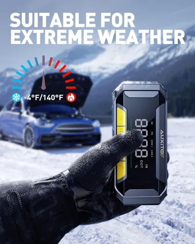 Miniatura 8 de AUXITO 8000A Arrancador de Batería de Coche con Función de Fuerza de Impulso Caja de Arranque 60W Carga Rápida 160W Salida DC Arrancador Portátil