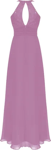 Miniatura 2 de CHICTRY Vestido largo de gasa para dama de honor con encaje floral para fiesta de noche