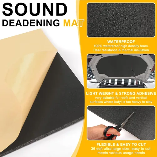 Miniatura 3 de VOISEN Material de Amortiguamiento de Sonido para Autos, Alfombrilla de Amortiguamiento de Sonido de 0.157 Pulgadas (4 mm) de 36 Pies Cuadrados