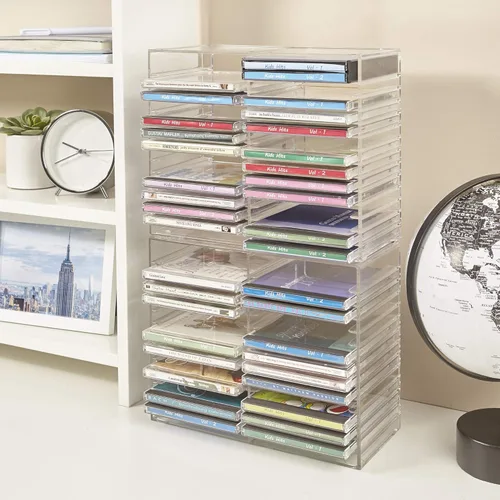 Miniatura 3 de Soporte transparentes, de plástico, para apilar CD, para 30 CDs estándar. Soporte para joyas.