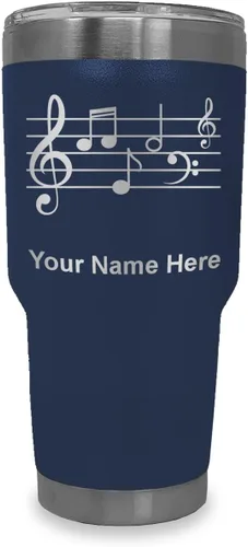 Miniatura 33 de LaserGram Vaso aislado al vacío de 20 onzas, personal de música, grabado personalizado incluido (negro)