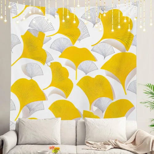 Miniatura 110 de Shrahala Tapiz japonés para colgar en la pared, moderno patrón abstracto de hojas, tapiz grande para dormitorio y sala de estar