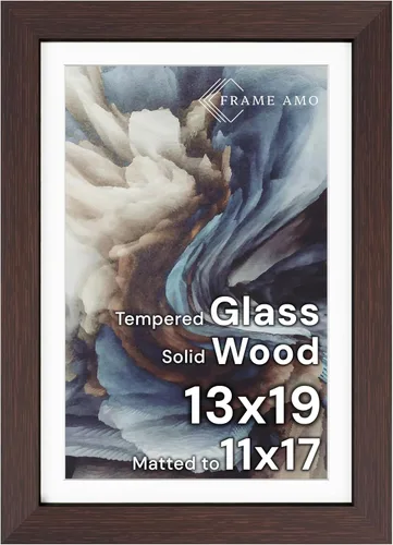 Miniatura 57 de Frame Amo Marco de póster de madera maciza de 13 x 19 pulgadas, color natural, tapete blanco para imagen de 11 x 17 pulgadas, parte frontal
