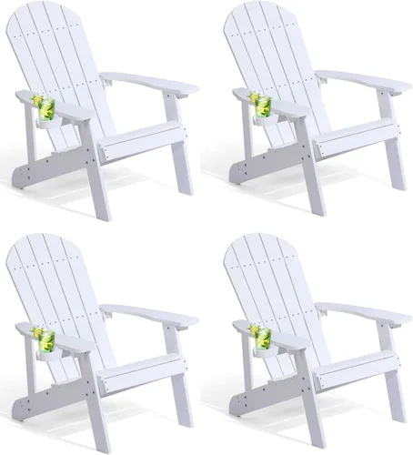 Miniatura 16 de Silla Adirondack, sillas de plástico resistentes a todo tipo de clima, con soporte para tazas, 5 pasos fáciles de instalar, sillas de exterior