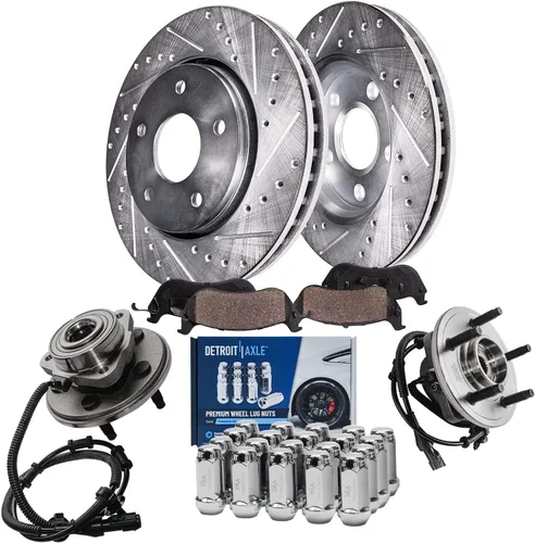 Miniatura 31 de Detroit Axle - Rotores de freno para Ford 2013-2019 Explorer Taurus Flex Lincoln MKT MKS, rotores de freno de disco ranurados perforados de repuesto