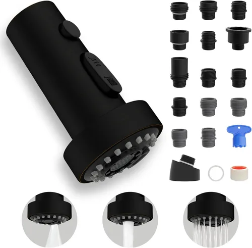 Miniatura 10 de Reemplazo universal de cabezal de grifo de cocina con 15 adaptadores compatible con estándar americano/Kohler/Moen/Delta, cabezal rociador de grifo