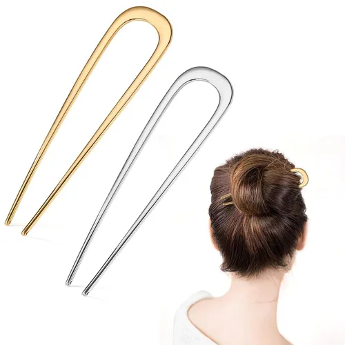 2 horquillas francesas para mujer, pinzas de metal en forma de U de 5.5 pulgadas para moños, torsión francesa y recogidos, accesorios para el