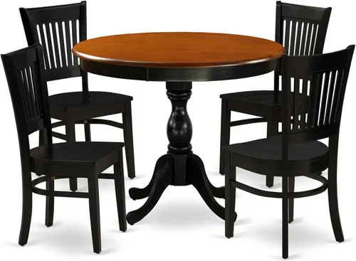 Miniatura 19 de East West Furniture AMVA3-LWH-W - Juego de mesa de cocina de 3 piezas para espacios pequeños contiene una mesa de comedor redonda con pedestal y 2