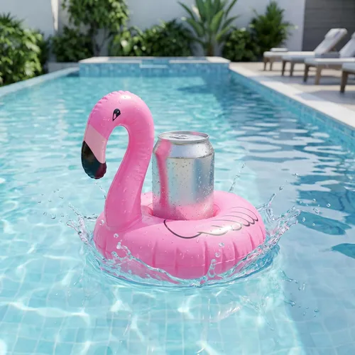 Miniatura 5 de Soporte inflable flotante para bebidas de flamenco, paquete de 12 posavasos flotantes para piscina, portavasos para latas de bebidas, tazas