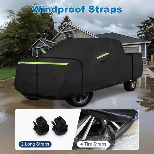 Miniatura 3 de QUNSUNUS Funda impermeable para camioneta Ford F-150 Super Crew Cab de 6.5 pies de cama corta, cubierta exterior para camioneta con cremallera