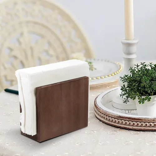 Miniatura 8 de Servilletero de papel de madera rústica, dispensador de almacenamiento de servilletas para mesas, accesorios de oficina de cocina para restaurantes