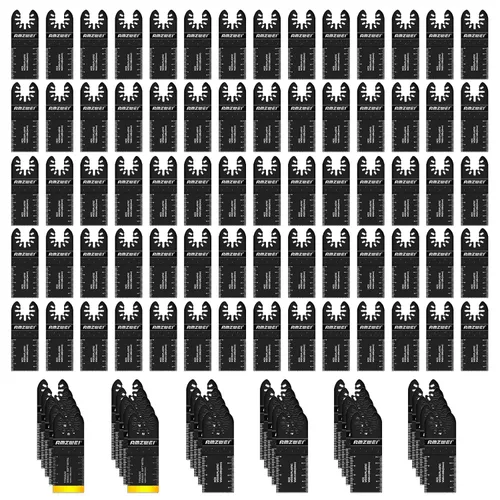 AMZWEI 100 Piezas Cuchillas para Herramientas Oscilantes, Cuchillas de Sierra Oscilante Universales Profesionales para Corte de Madera y Metal,