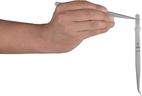 Miniatura 3 de Juego de pinzas de precisión, acero inoxidable antiestático curvado de pinzas, para electrónica, trabajo de laboratorio, fabricación de joyas, Tono