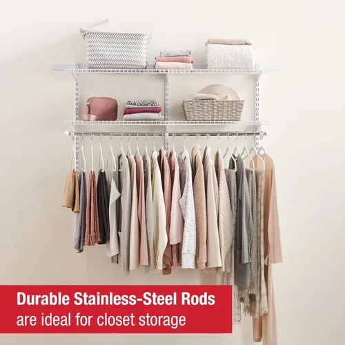 Miniatura 5 de Rubbermaid Configurations Kit de Armario Personalizado 3-6 Pies Estantería de Alambre de Metal Ajustable Acabado Blanco Sistema de Organización