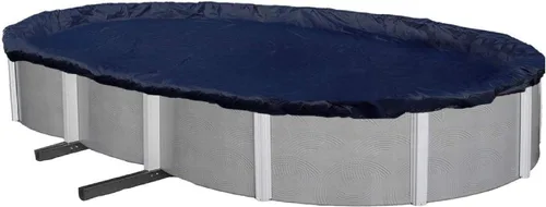 Miniatura 9 de Winter Block Cubierta de Invierno para Piscina Sobre el Suelo, Se Adapta a Ovalada de 12' x 18', Azul Sólido – Incluye Cabrestante y Cable