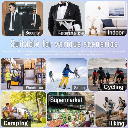 Miniatura 9 de T-M1 Super Mini Walkie Talkie para Adultos con Auriculares Pantalla LCD 3 Inches 35g Light Portable Two Way Radios for Restaurant Retail Workplace