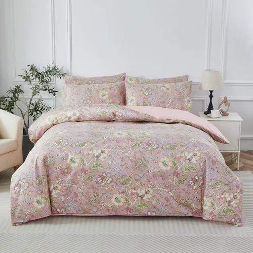 Miniatura 11 de URBONUR Juego de funda de edredón con diseño floral verde, tamaño King, 100% algodón egipcio, juego de ropa de cama con estampado de mariposas Verde