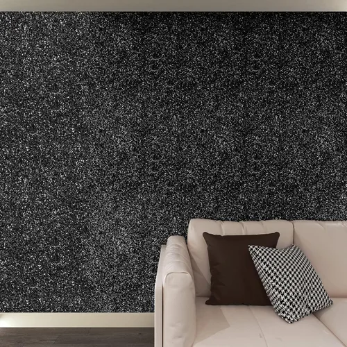 Miniatura 2 de Decotalk Papel tapiz con purpurina para despegar y pegar, papel de contacto con lentejuelas negras de 17.7 x 120 pulgadas, papel tapiz negro