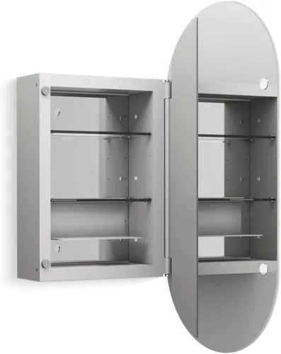 Miniatura 40 de Kohler 35573-BNL Verdera® - Espejo de gabinete de medicina enmarcado, diseño cápsula, interior espejado, gabinete de baño, estantes de vidrio