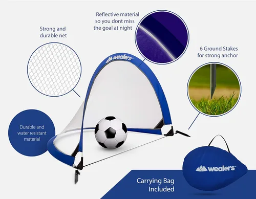 Miniatura 2 de Juego de 2 porterías de fútbol plegables con bolsa de viaje, redes de portería de fútbol ultra portátiles de 4 pies para la playa, parque infantil