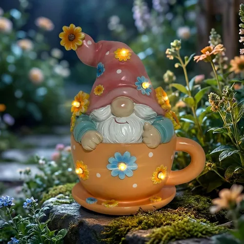 Miniatura 4 de Joint Honglin Esculturas y estatuas de jardín de resina con girasol, decoración divertida al aire libre, luces solares para patio, decoración