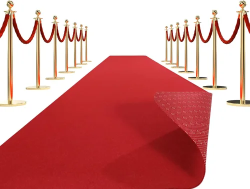 HOMBYS Alfombra roja de 350 GSM para fiestas y eventos, alfombra antideslizante de 2.6 x 10 pies para decoración de propuestas y bodas, Hollywood y