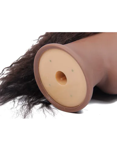 Miniatura 4 de Cabeza de maniquí afroamericano con cabeza de maniquí de cabello 100% humano con soporte para peinar el cabello, soplar el cabello, cortar