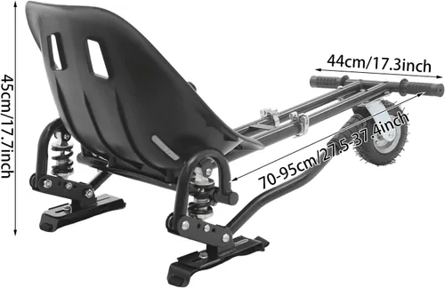 Miniatura 5 de Accesorio de asiento Hoverboard, 27.5 a 37.4 pulgadas, ajuste ajustable para asiento de scooter con doble amortiguador para patinetes de equilibrio
