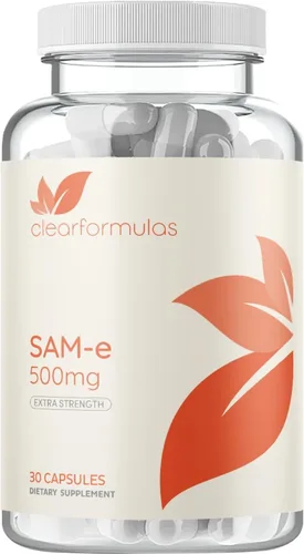 Clear Formulas Bioactive SAM-e 500 mg - Suplemento SAM-e de alta resistencia con forma S, S biológicamente activa para el hígado y el estado de