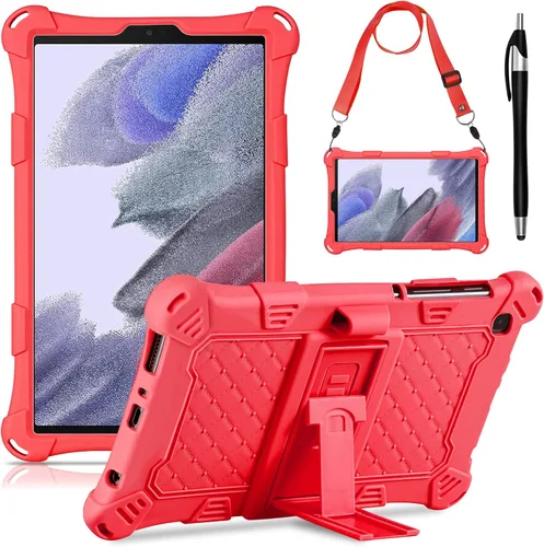 Miniatura 8 de DETUOSI Funda para Samsung Galaxy Tab A7 Lite de 8.7 pulgadas, con lápiz capacitivo y correa para el hombro, funda protectora ligera de silicona