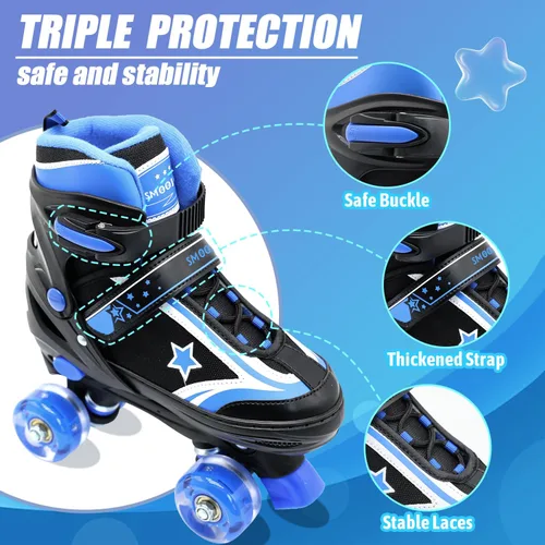 Miniatura 4 de Patines de ruedas para niños y niñas con ruedas iluminadas Zapatos de patines de tamaño ajustable para jóvenes y mujeres de 5 a 8 años y 8 a 12