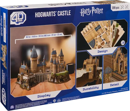Miniatura 6 de 4D Build, Kit de modelo 3D del castillo de Hogwarts de Harry Potter, coleccionables de Harry Potter y decoración de escritorio, rompecabezas