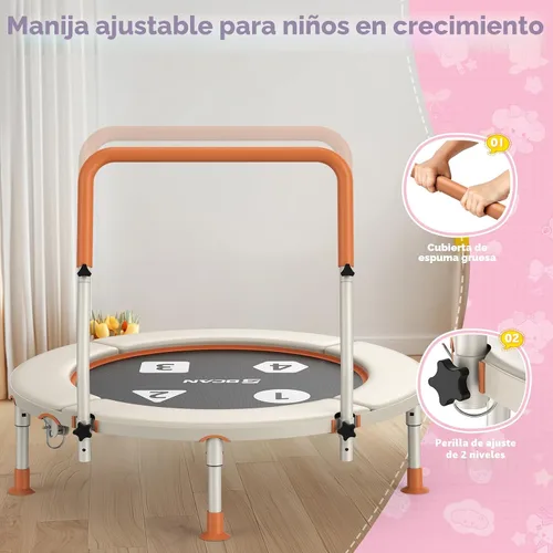 Miniatura 5 de BCAN BT1 36'' Toddler Trampoline, ASTM Certified-Foldable Mini Trampolines for Kids Ages 1-6, Adjustable Handle, Safety Pad & Foldable Legs, Baby