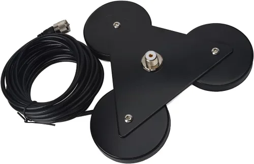Base de montaje de antena magnética SO239 resistente con imanes triples, con cable RG-58 de 16.4 ft (16.4 pies) PL-259 enchufe, para antena de radio