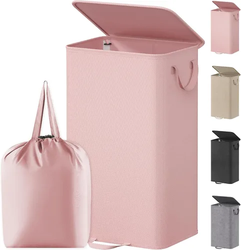 Miniatura 27 de Lifewit Cesta de lavandería doble con tapa y bolsas de lavandería extraíbles, gran plegable, 2 divisores, cesta de ropa sucia con asas para Negro