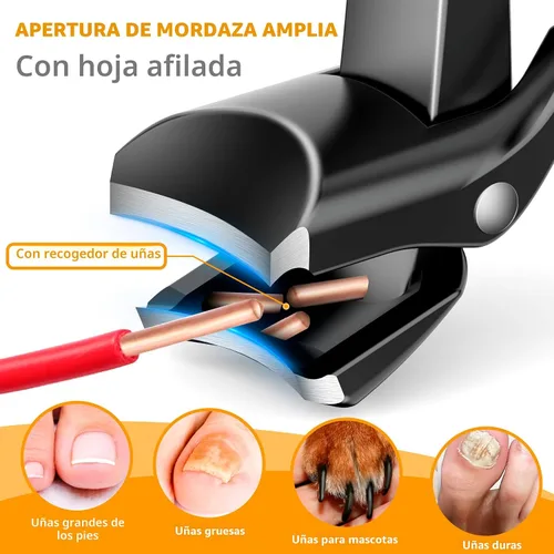 Miniatura 2 de Cortaúñas para personas mayores, cortaúñas de cabeza curva de mango largo con atrapador, ultra afilado, resistente para uñas gruesas, diseño