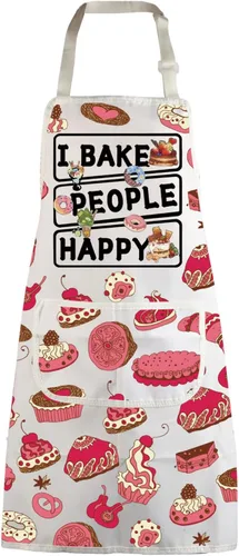 Miniatura 9 de MBMSO Delantal para hornear, regalos divertidos para panaderos, amantes de la cocina, delantal de cocina I Bake People Happy Delantal para hornear
