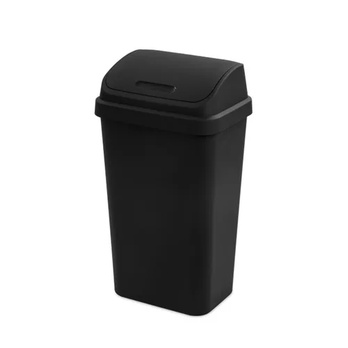 Miniatura 11 de Sterilite Paquete de 4 basureros con tapa oscilante, elegante cubo de basura de perfil cuadrado, 13 galones, color blanco, moderno contenedor