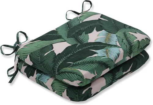 Miniatura 36 de Pillow Perfect Cojines de asiento de esquina cuadrados para exteriores e interiores, 16 x 18.5 pulgadas, selva verde con hojas exuberantes, 2 Selva