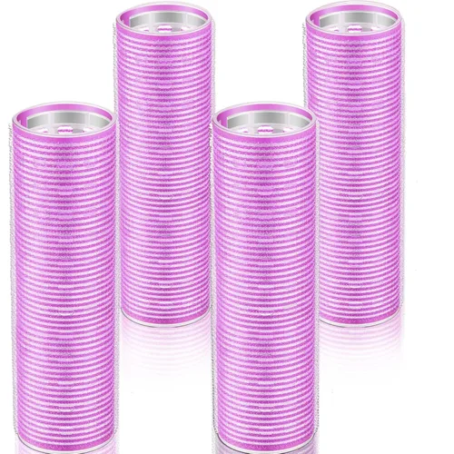 WILLBOND 4 Piezas Rodillos para Cabello Largo para Flequillo Rizadores de Núcleo de Aluminio Rodillo Térmico de Autoagarre para Cabello Largo y