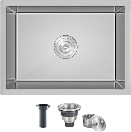 Fregadero de cocina de 23 x 18 x 9 pulgadas, fregadero de cocina hecho a mano de acero inoxidable 304, radio ajustado R10, fregadero de cocina