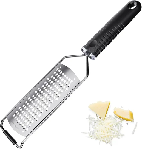 Rallador de queso con mango antideslizante, 12 pulgadas de largo x 2.5 pulgadas de ancho, rallador grueso