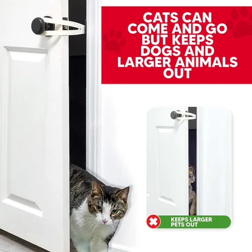 Miniatura 6 de FlexLatch Pestillo de puerta para gatos - Pestillo de puerta para gatos extragrande, alternativa a la puerta de gato, se instala rápidamente, correa