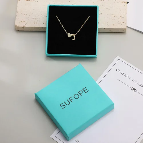 Miniatura 7 de SUFOPE Delicado collar de corazón para mujer, chapado en oro de 14 quilates, oro rosa, plata, pequeño collar con colgante de corazón, gargantilla
